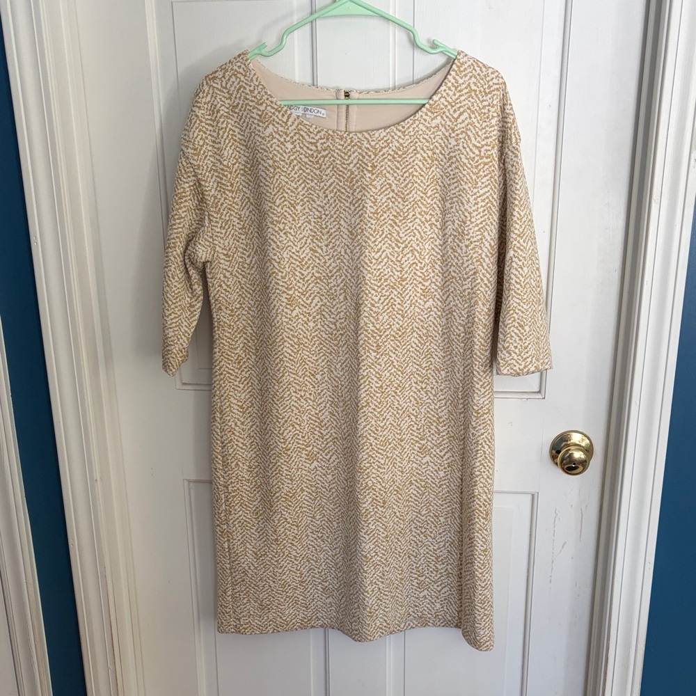 Maggy London Gold Herringbone Mini Dress